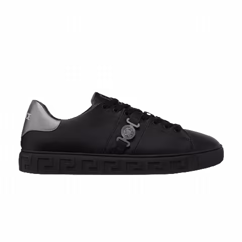 Versace Greca Leather Sneaker 'Black Silver'