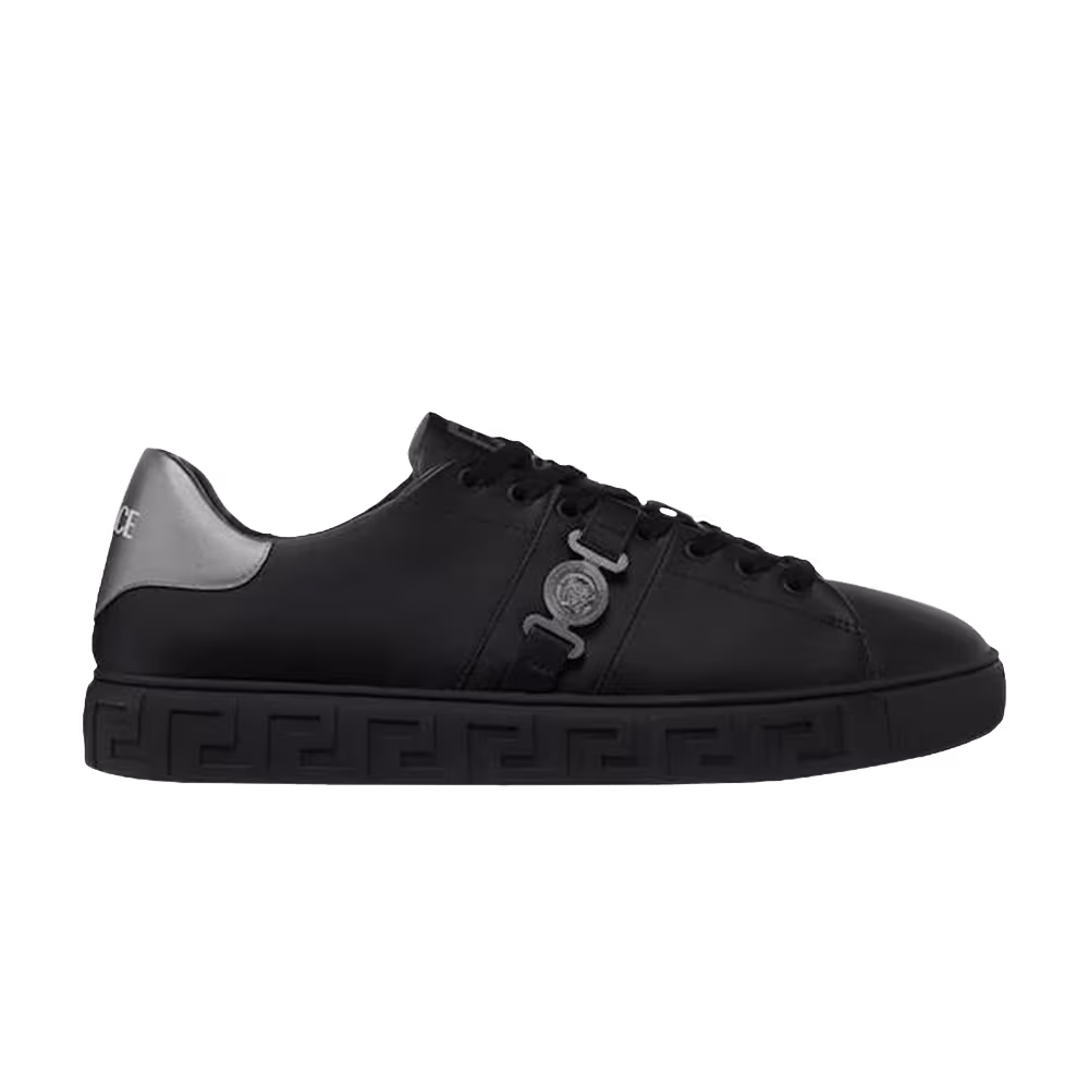 Versace Greca Leather Sneaker Black Silver