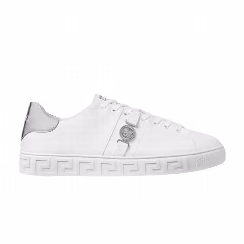 Versace Greca Leather Sneaker 'White Silver'