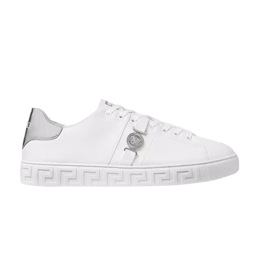 Versace Greca Leather Sneaker White Silver