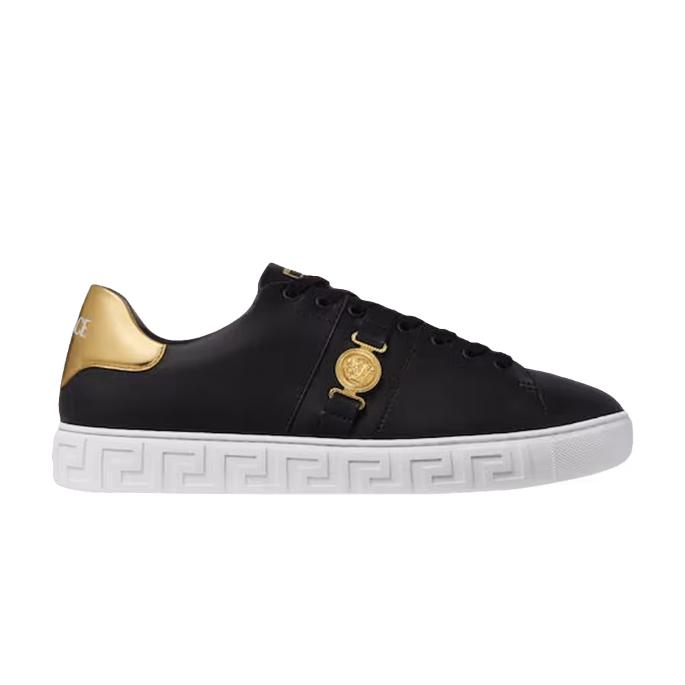 Versace Greca Leather Sneaker Black Gold