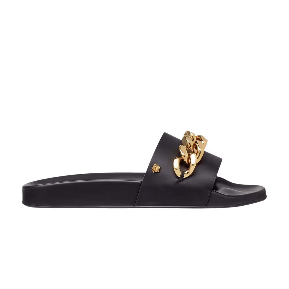 Versace Pool Slide Medusa Chain - Black