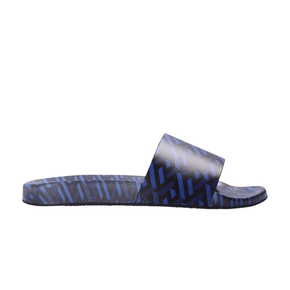 Versace Slide Monogrammed Geometric Logo - Blue