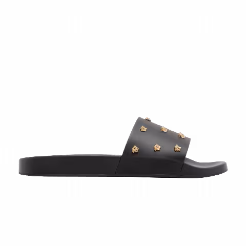 Versace Medusa Stud Leather Slide 'Black'