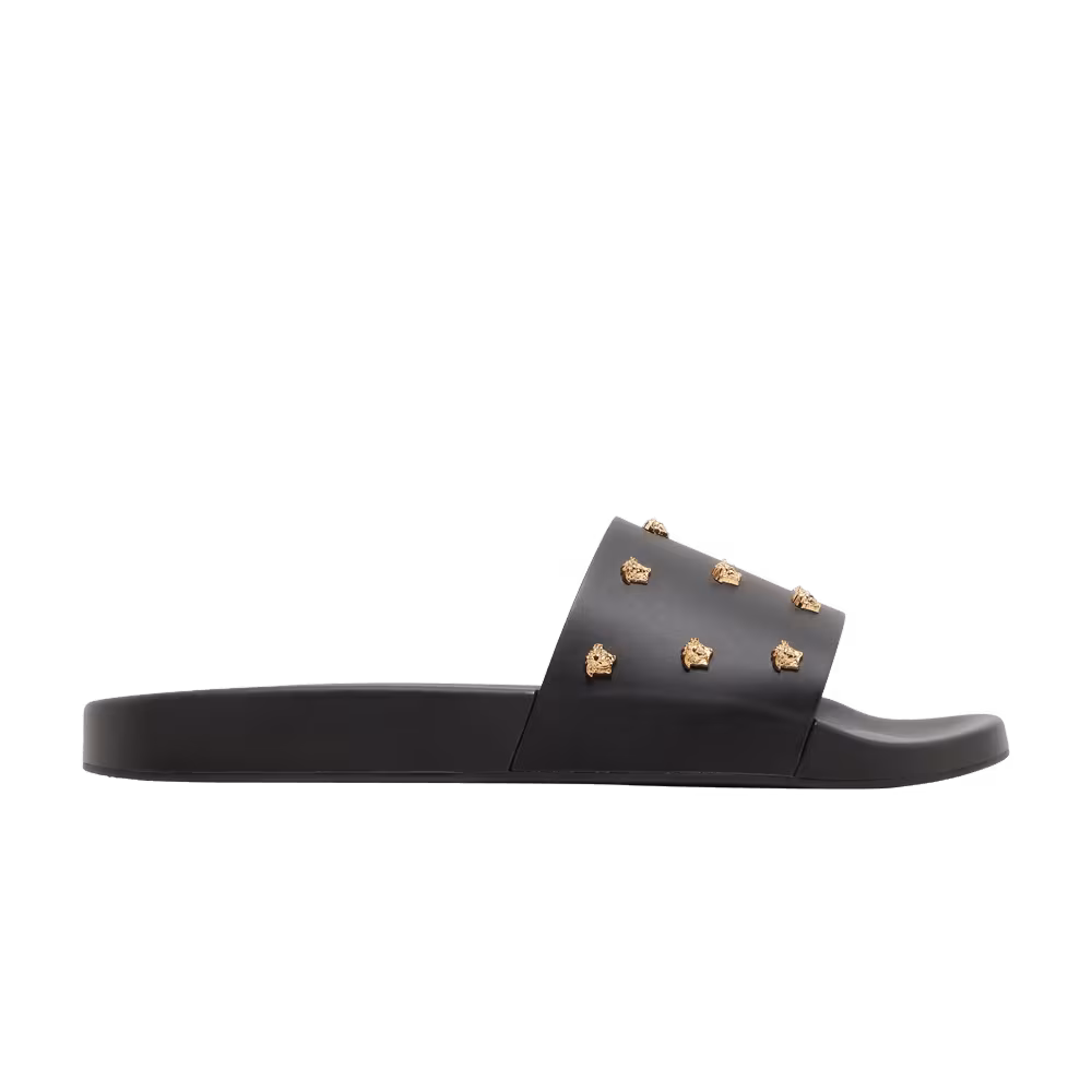 Versace Medusa Stud Leather Slide Black