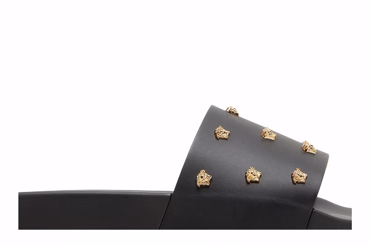 Versace Medusa Stud Leather Slide Black, view 3