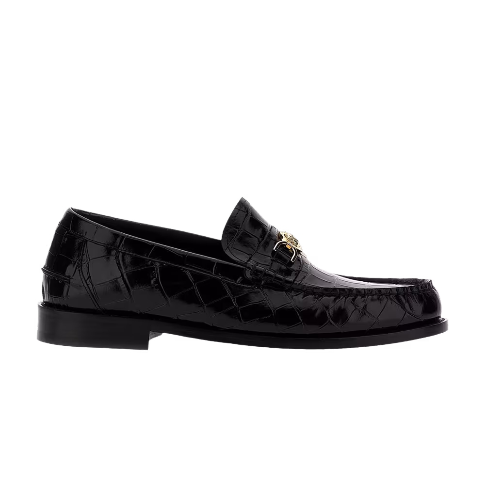 Versace Medusa 95 Croc-Effect Loafer Black