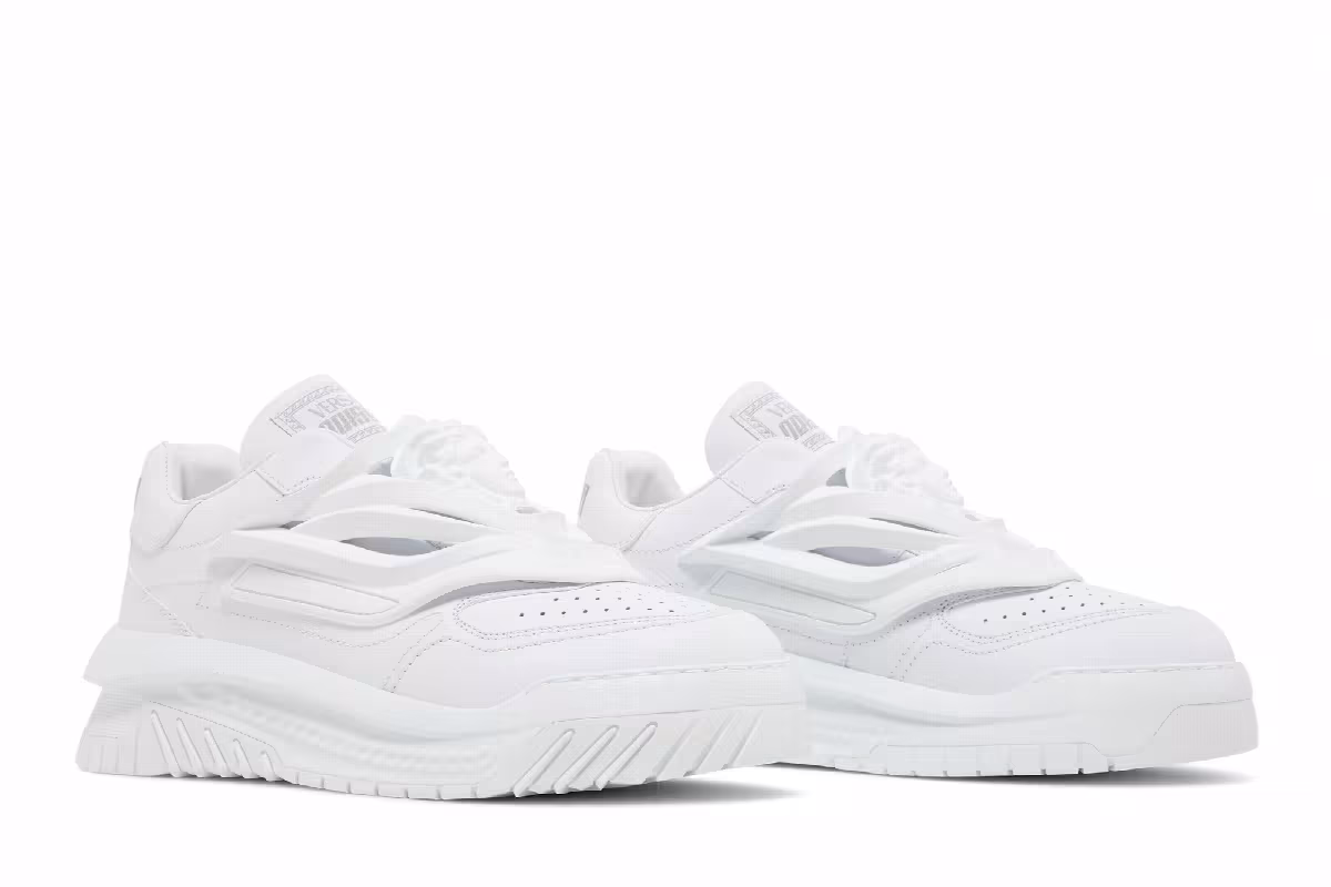 Versace Odissea Caged Rubber Medusa Sneaker Triple White, view 9