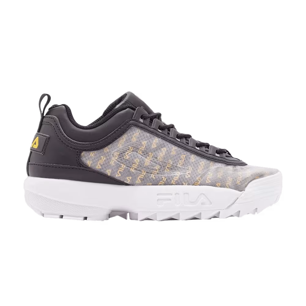 Fila Women's Disruptor 2 Clear Logos - Black White Gold