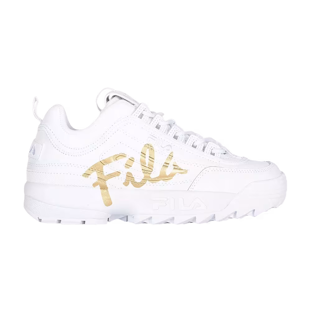 Fila Women's Disruptor 2 Script White Metallic Gold