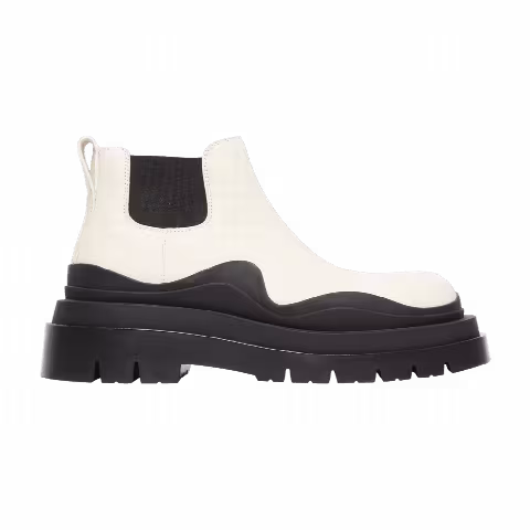 Bottega Veneta Wmns Tire Cropped Boot 'Sea Salt Black'