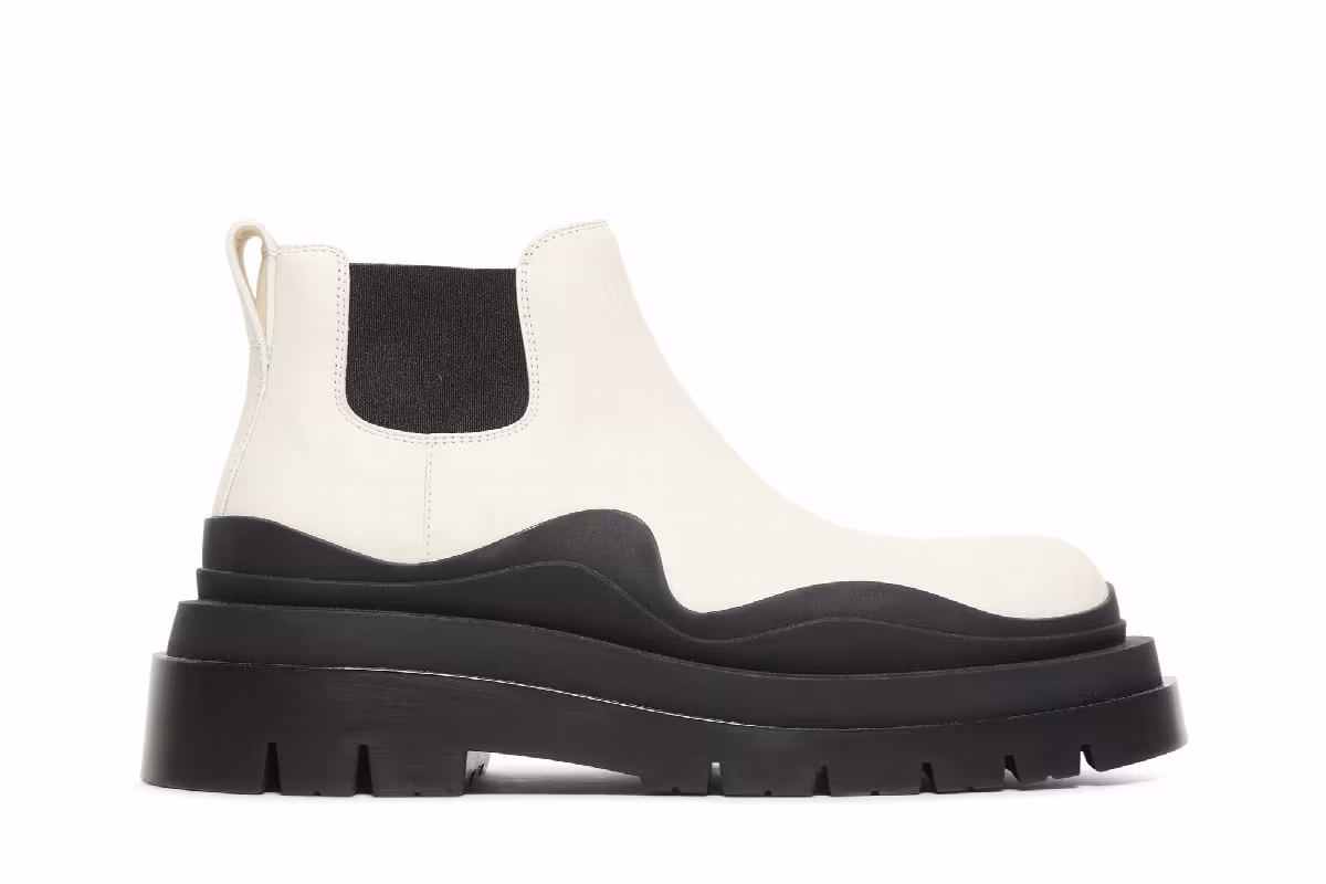 Bottega Veneta Women's Tire Cropped Boot Sea Salt Black, view 2