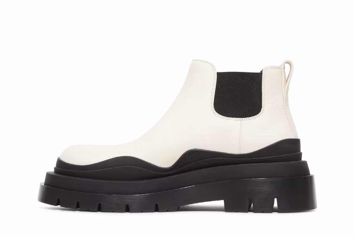 Bottega Veneta Women's Tire Cropped Boot Sea Salt Black, view 4
