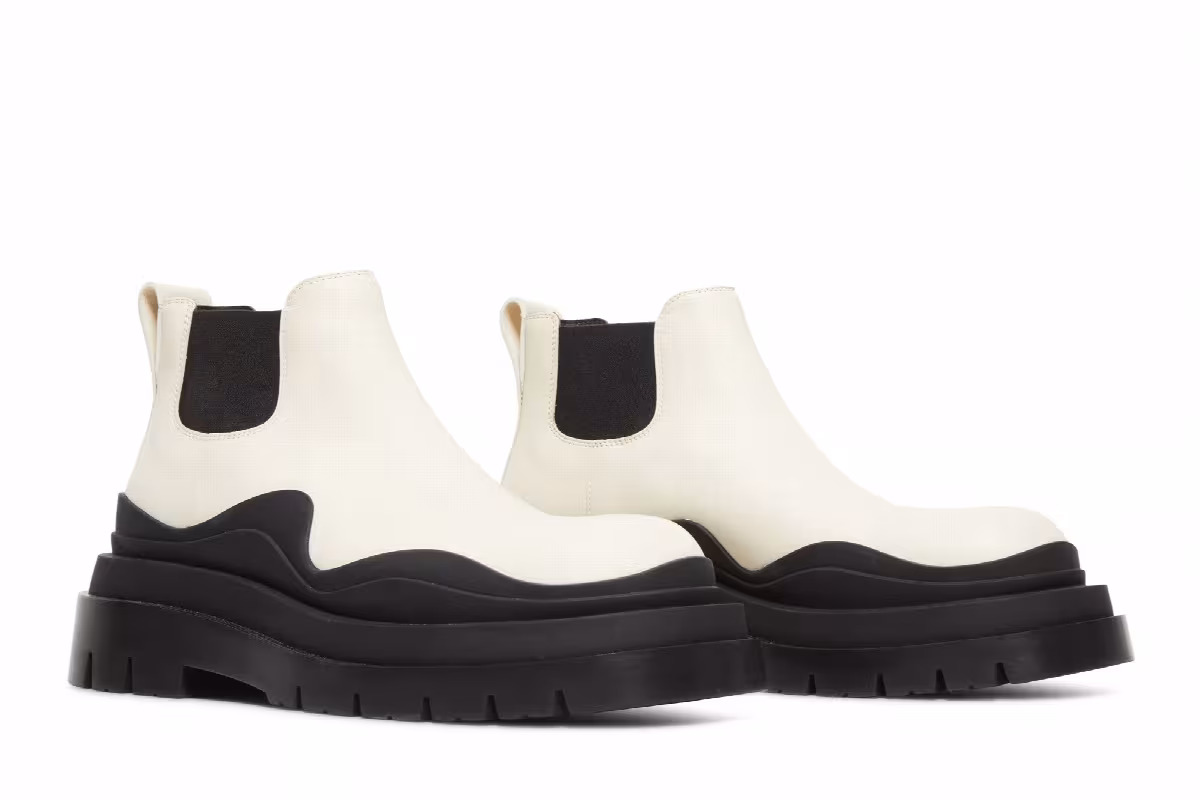Bottega Veneta Women's Tire Cropped Boot Sea Salt Black, view 9