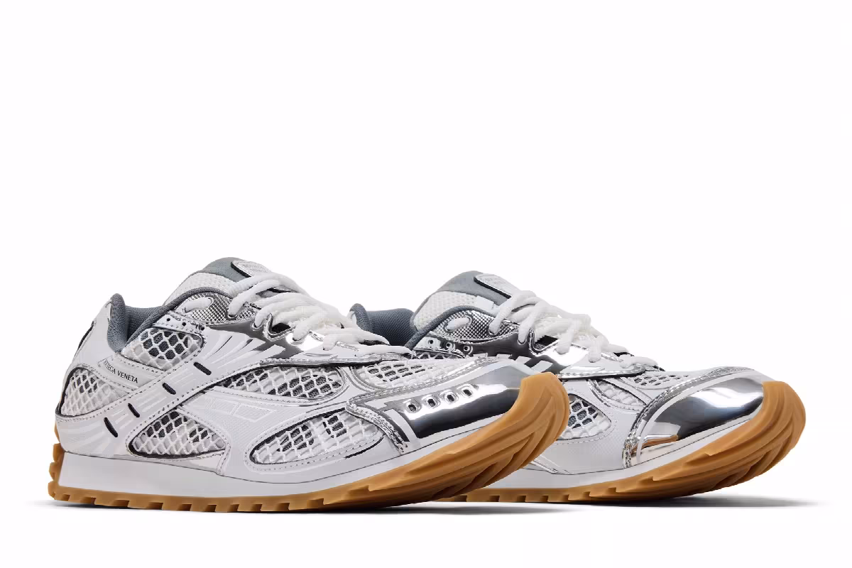 Bottega Veneta Orbit Sneaker White Silver, view 9