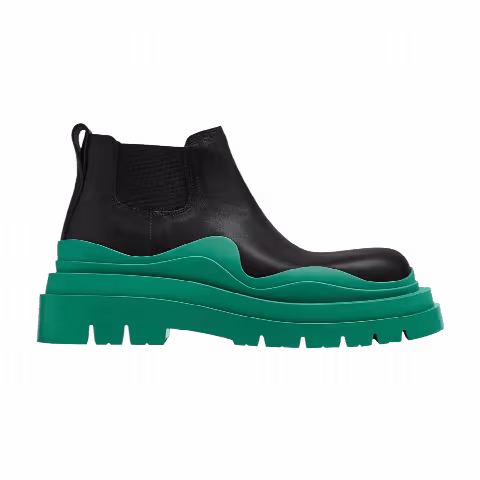 Bottega Veneta Tire Cropped Boot 'Black Acid Turquoise'