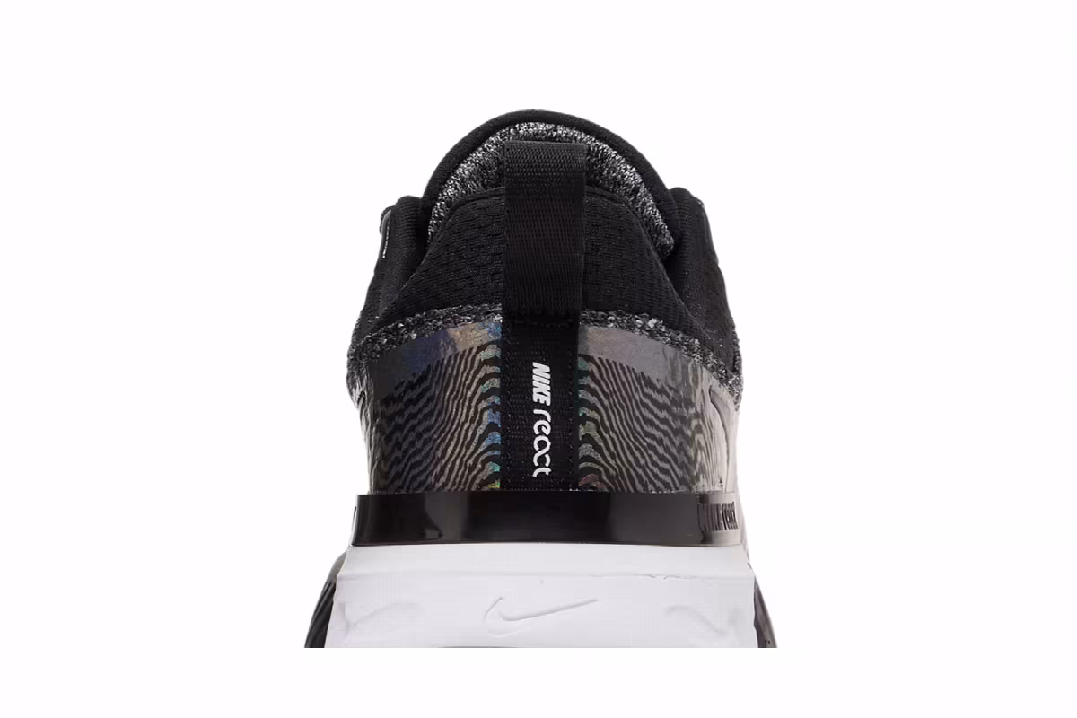 Nike Women's React Infinity Run Flyknit 3 Premium Black Zebra Iridescent, view 8