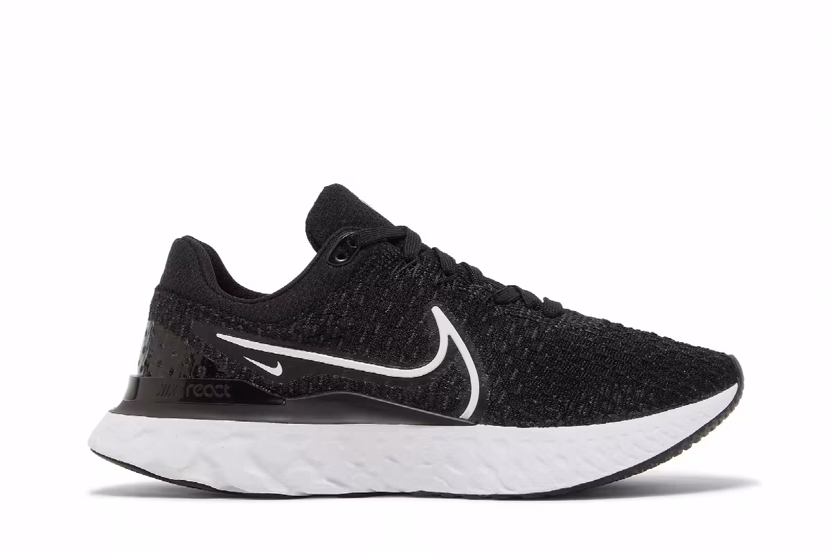 Nike Women's React Infinity Run Flyknit 3 Black White, view 2