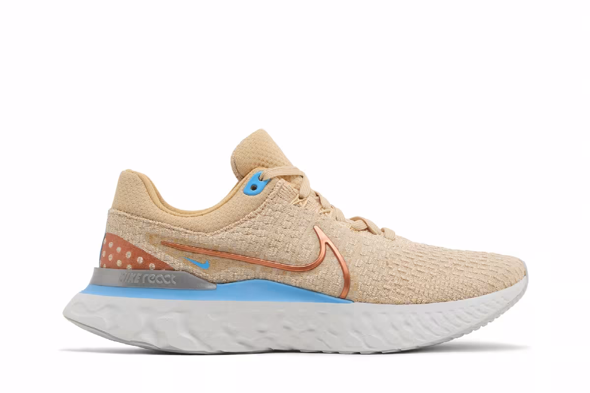 Nike Women's React Infinity Run Flyknit 3 Sesame Metallic Copper, view 2