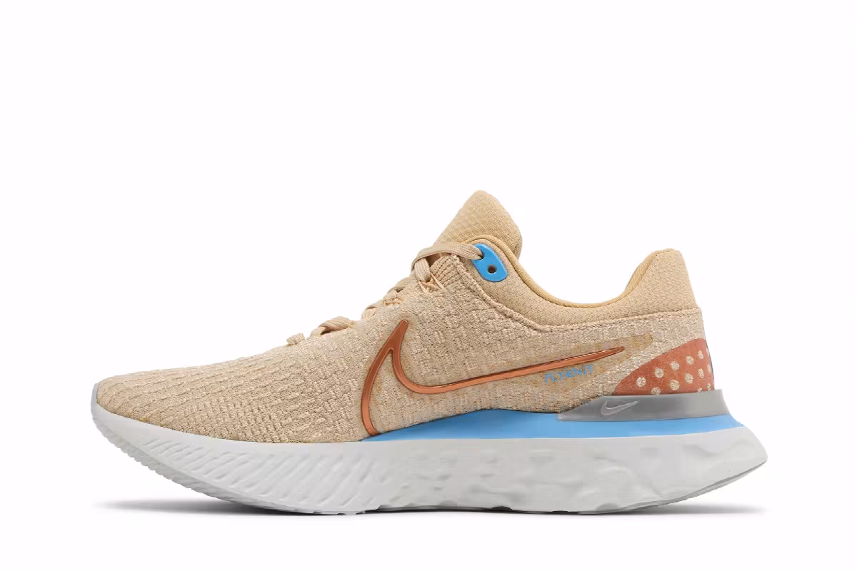 Nike Women's React Infinity Run Flyknit 3 Sesame Metallic Copper, view 4
