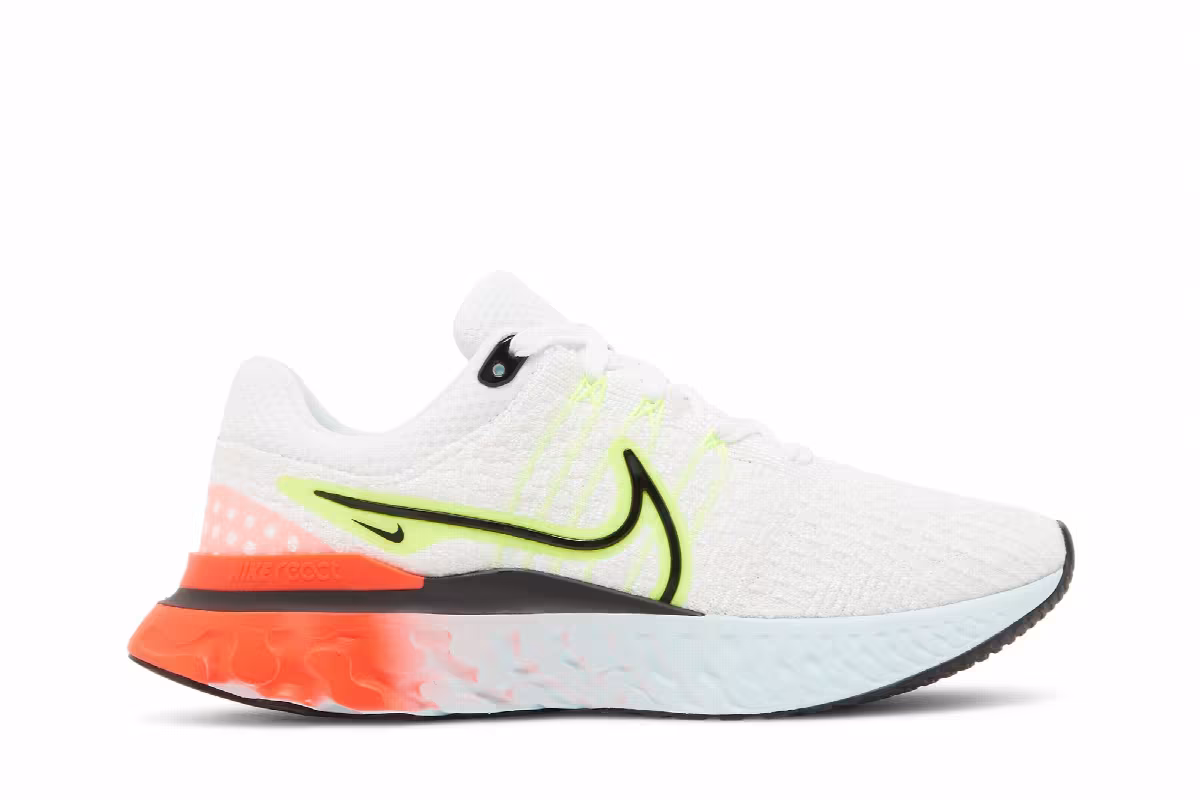 Nike Women's React Infinity Run Flyknit 3 White Volt, view 2