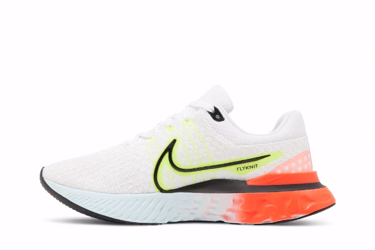 Nike Women's React Infinity Run Flyknit 3 White Volt, view 4