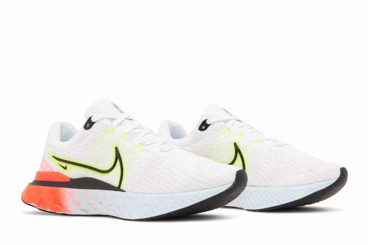 Nike Women's React Infinity Run Flyknit 3 White Volt, view 9