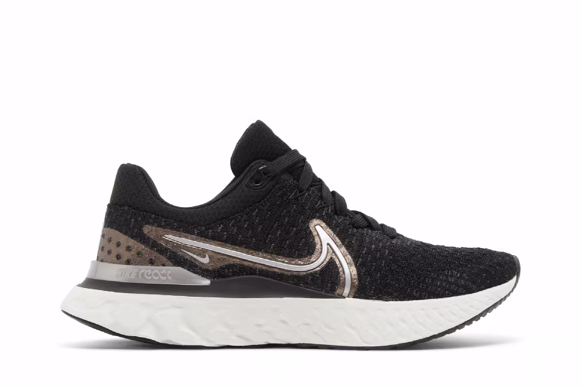 Nike Women's React Infinity Run Flyknit 3 Black Metallic Copper, view 2