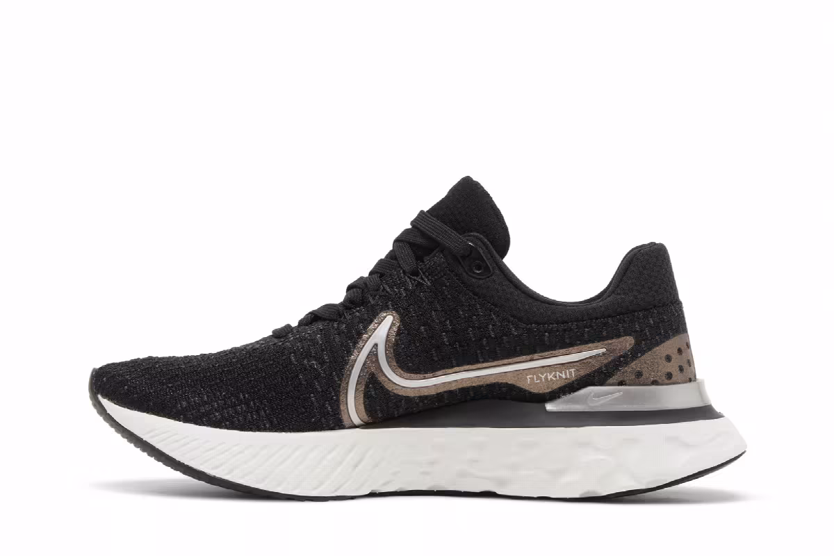 Nike Women's React Infinity Run Flyknit 3 Black Metallic Copper, view 4