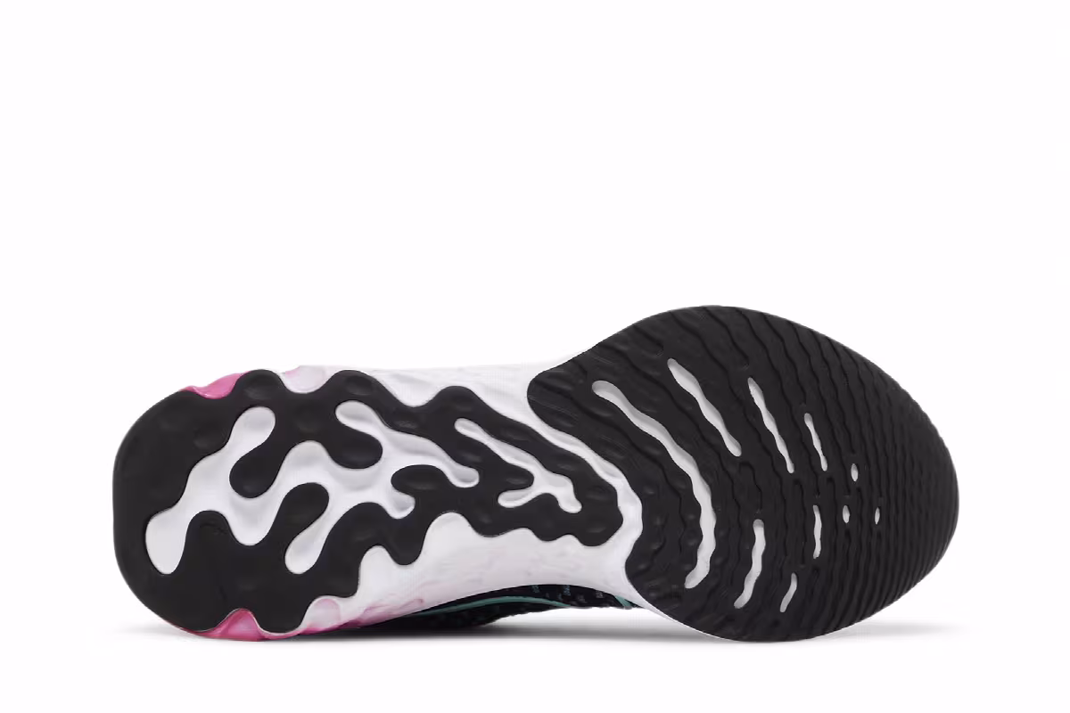 Nike Women's React Infinity Run Flyknit 3 Black Pink Prime Dynamic Turquoise, view 5