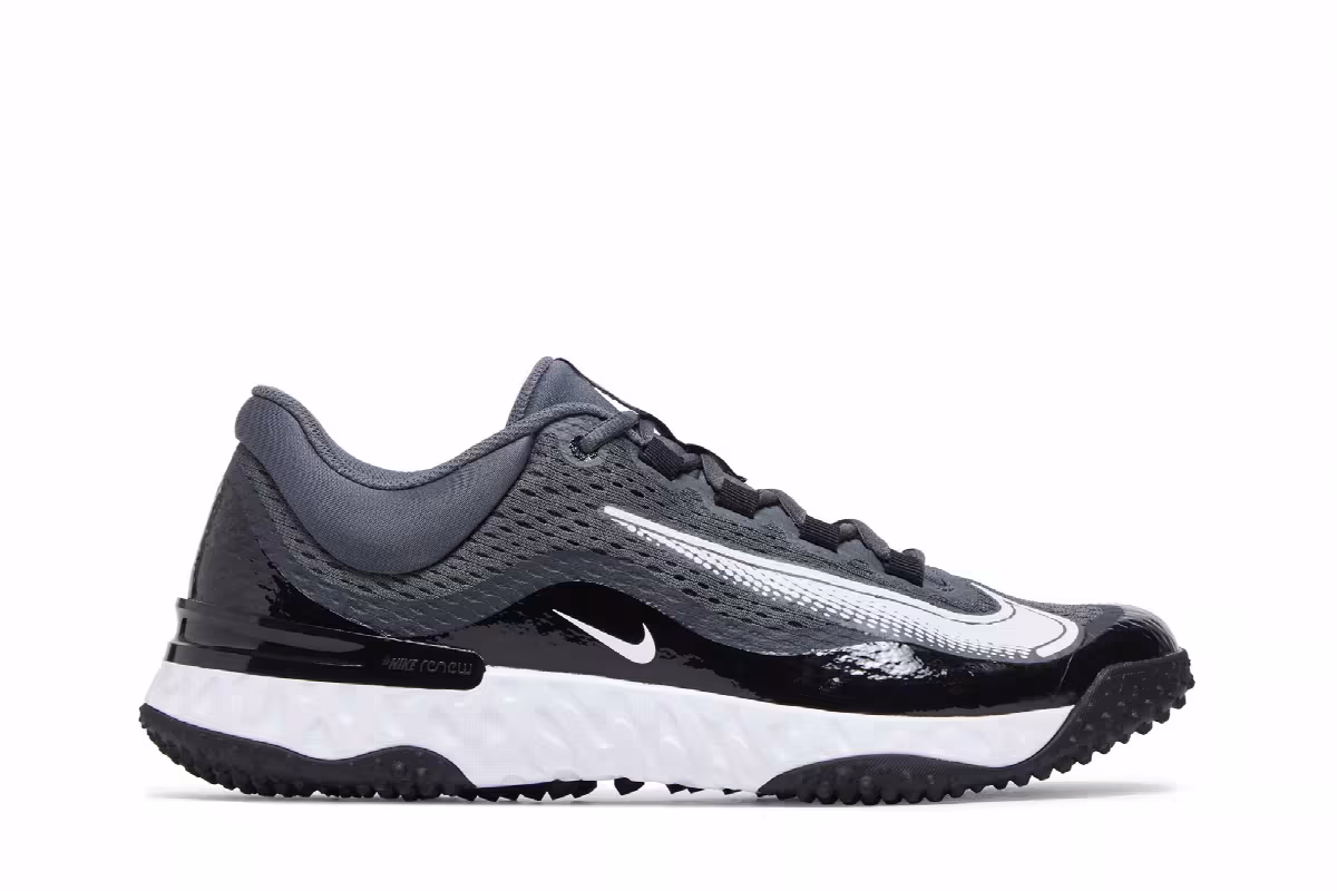 Nike Alpha Huarache Elite 4 TF Black White, view 2