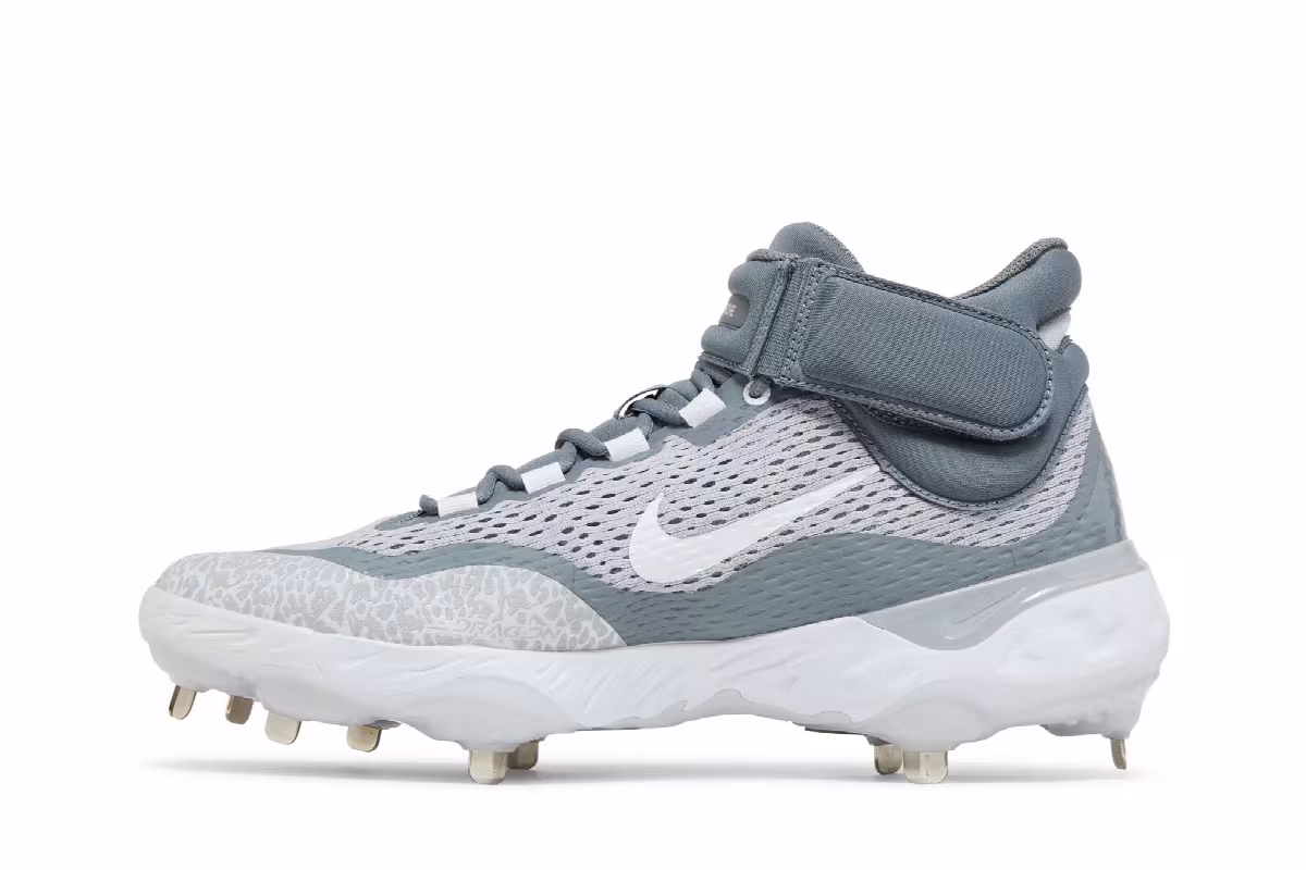 Nike Alpha Huarache Elite 4 Mid Wolf Grey White, view 4