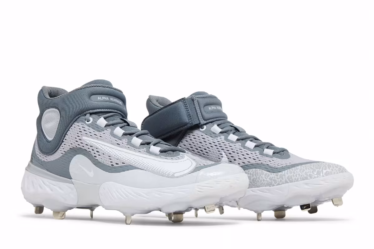 Nike Alpha Huarache Elite 4 Mid Wolf Grey White, view 9