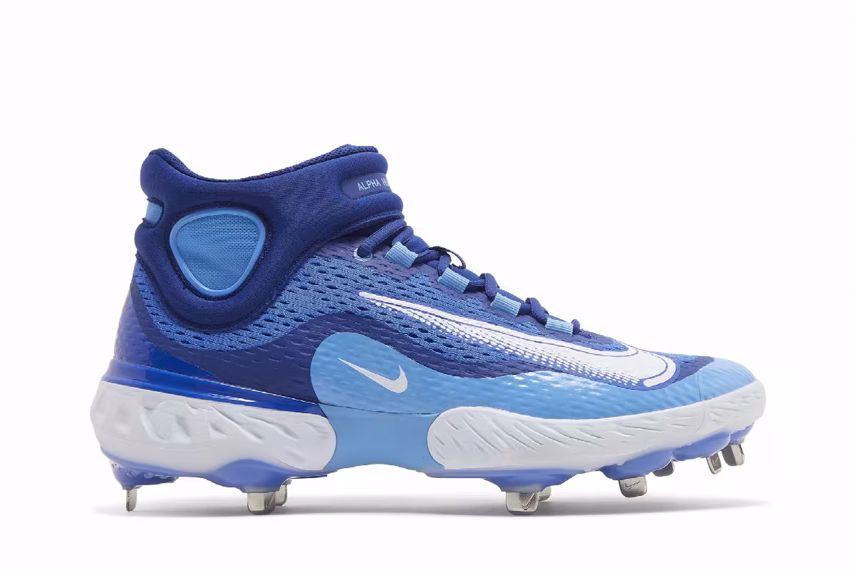 Nike Alpha Huarache Elite 4 Mid Hyper Royal White, view 2