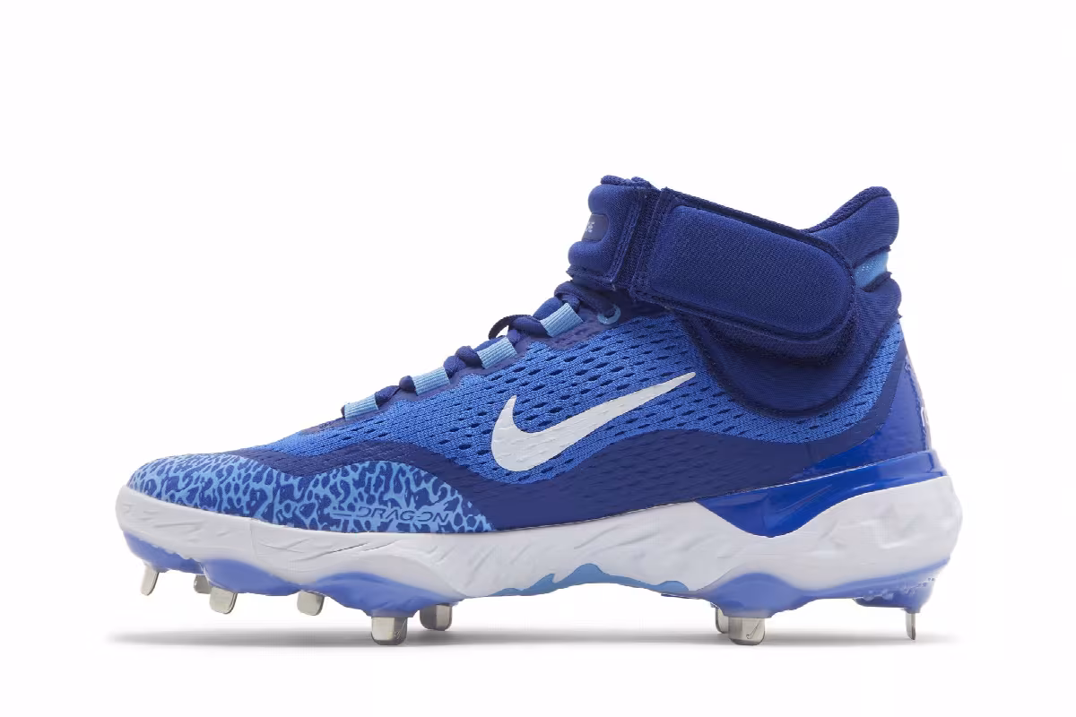 Nike Alpha Huarache Elite 4 Mid Hyper Royal White, view 4
