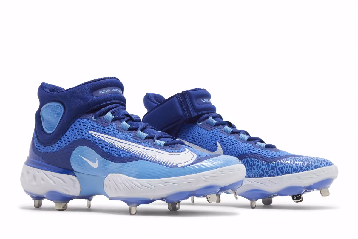 Nike Alpha Huarache Elite 4 Mid Hyper Royal White, view 9