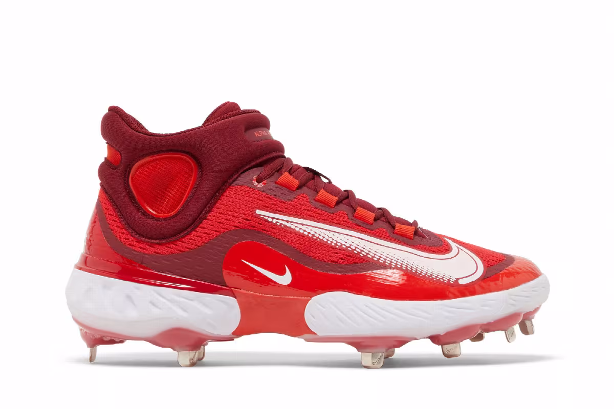 Nike Alpha Huarache Elite 4 Mid University Red White, view 2