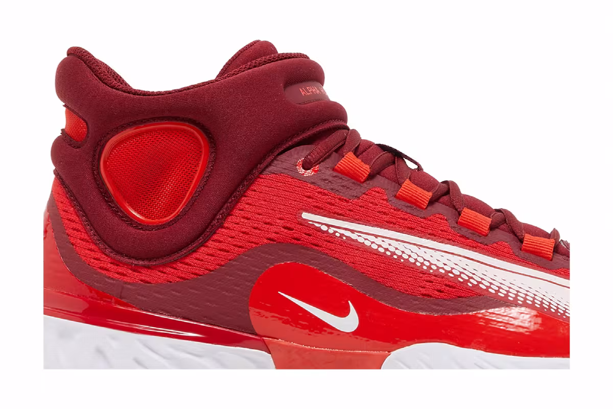 Nike Alpha Huarache Elite 4 Mid University Red White, view 3