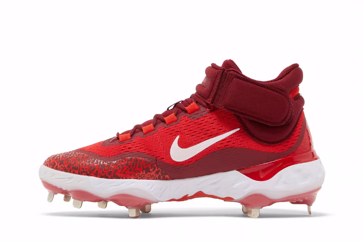 Nike Alpha Huarache Elite 4 Mid University Red White, view 4
