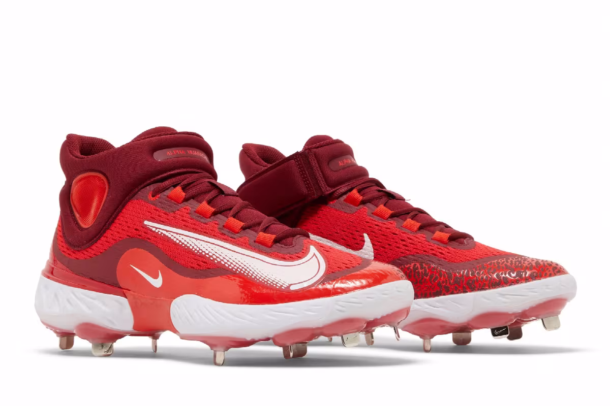 Nike Alpha Huarache Elite 4 Mid University Red White, view 9
