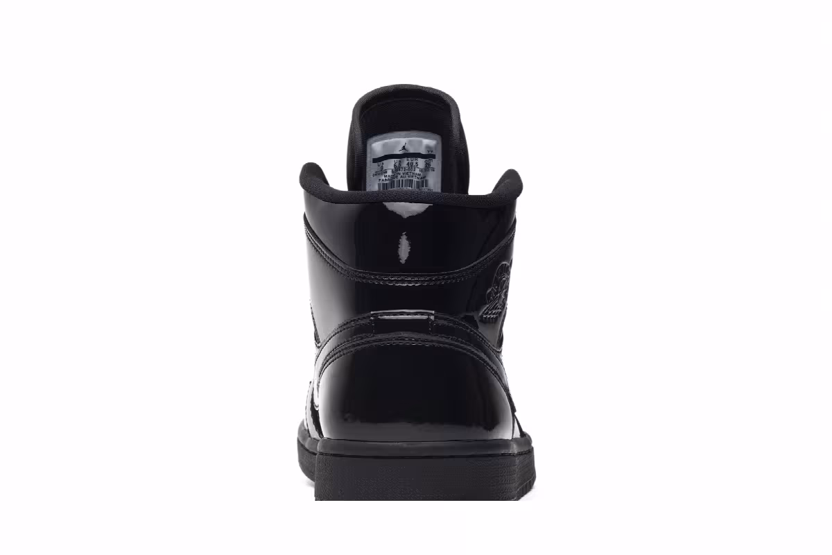 Women's Air Jordan 1 Mid Patent SE Triple Black, view 8