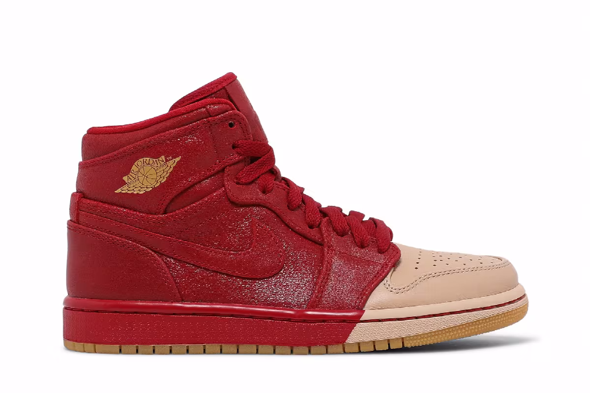 Women's Air Jordan 1 High Premium Dipped Toe - Red, view 2