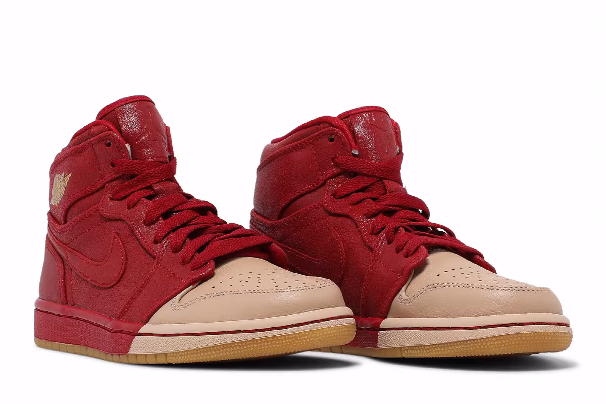 Women's Air Jordan 1 High Premium Dipped Toe - Red, view 9