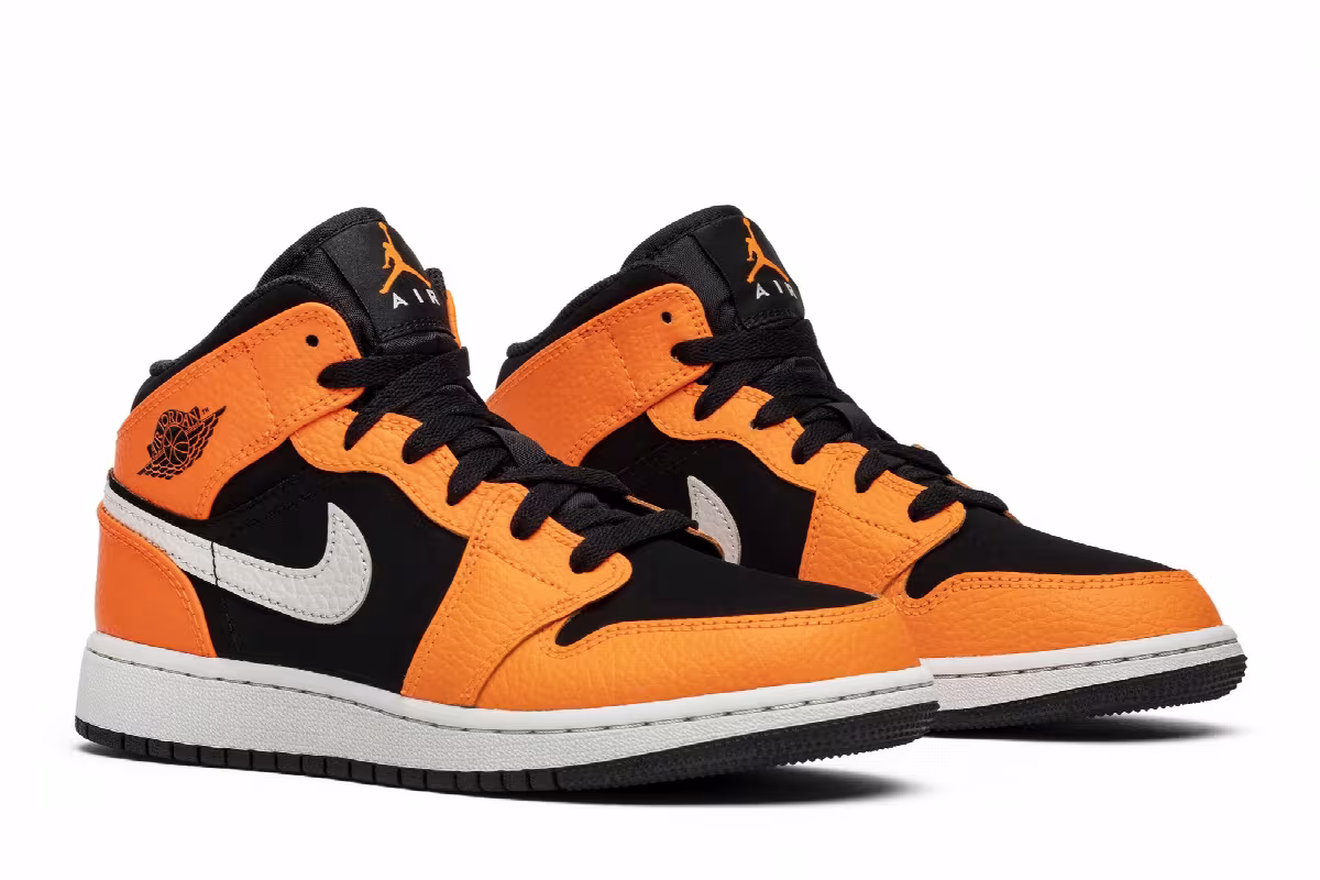 Air Jordan 1 Mid GS Orange Black, view 9