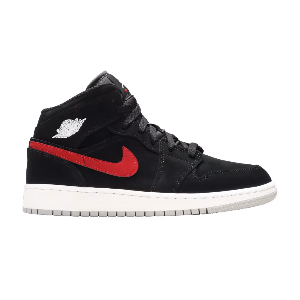 Air Jordan 1 Mid GS Black University Red