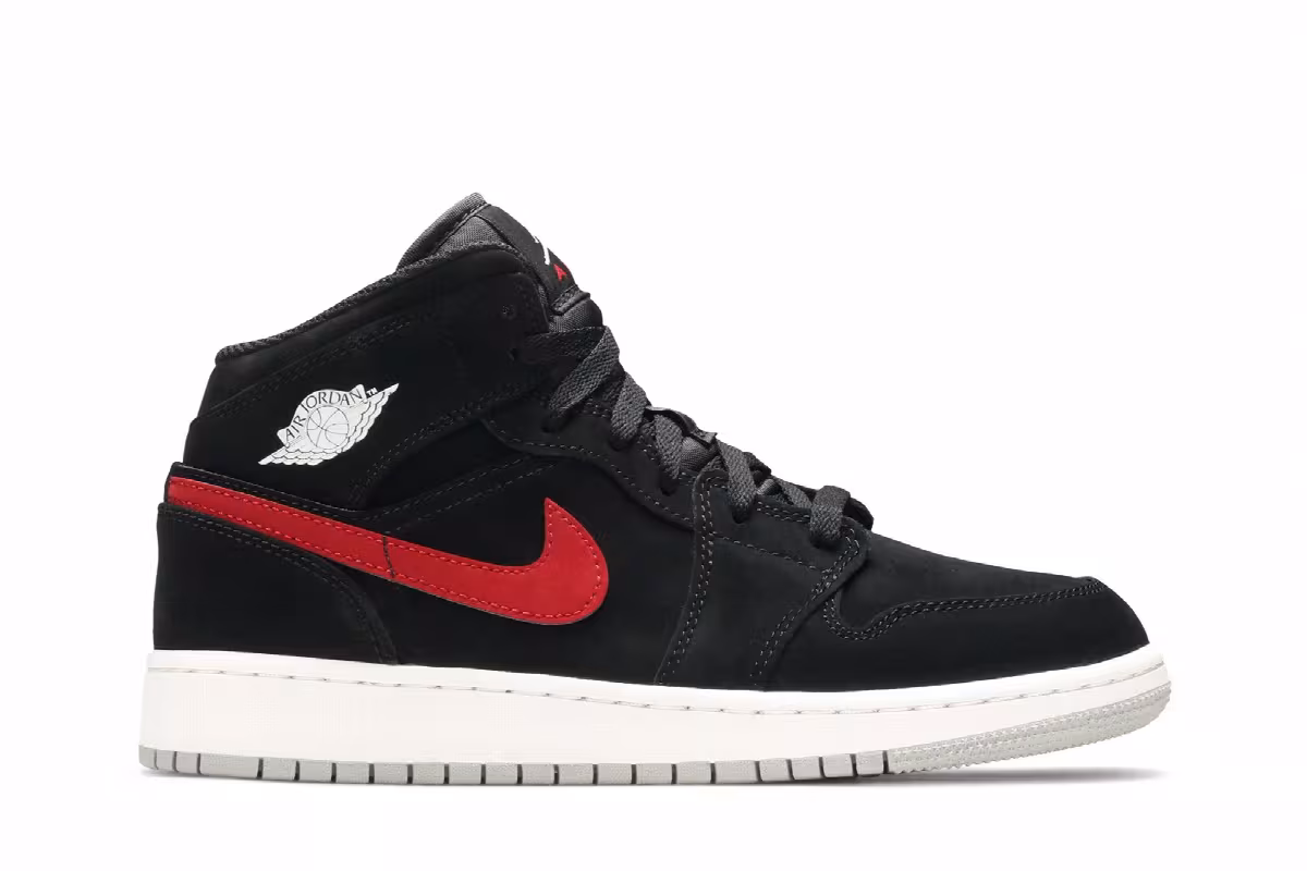 Air Jordan 1 Mid GS Black University Red, view 2
