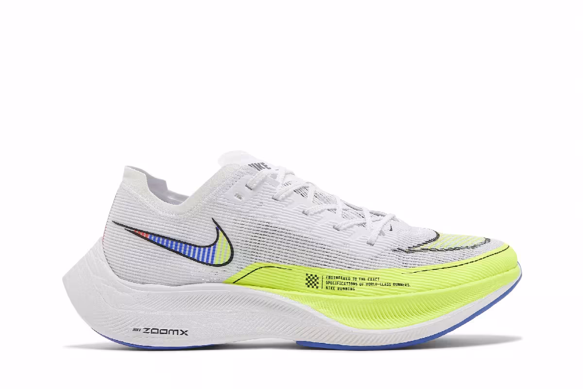 Nike ZoomX Vaporfly Next% 2 White Volt Racer Blue, view 2