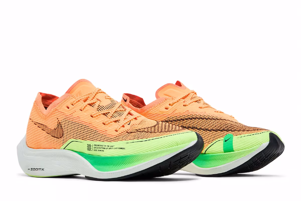 Nike Women's ZoomX Vaporfly Next% 2 Peach Cream Green Shock, view 9