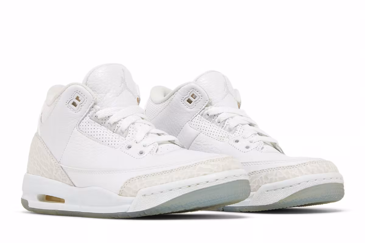 Air Jordan 3 BG Triple White, view 9