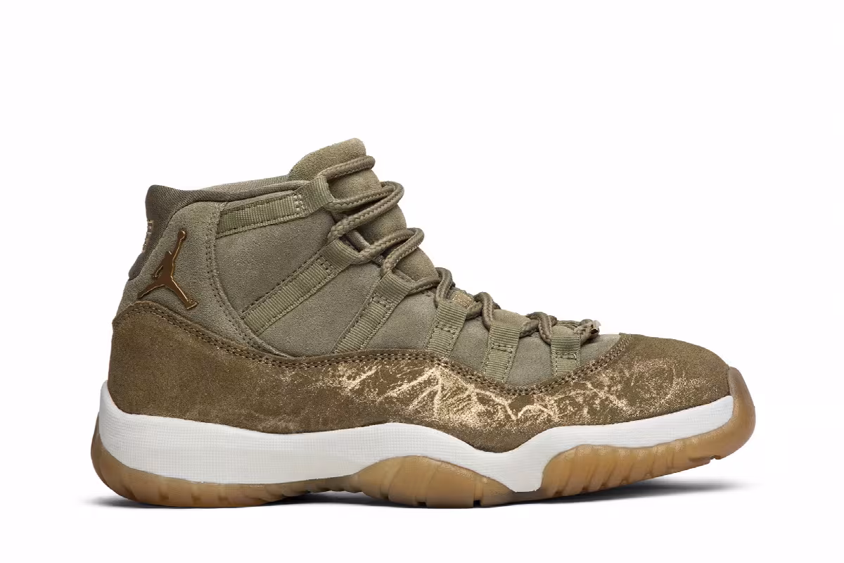 Women's Air Jordan 11 Olive Lux, view 2